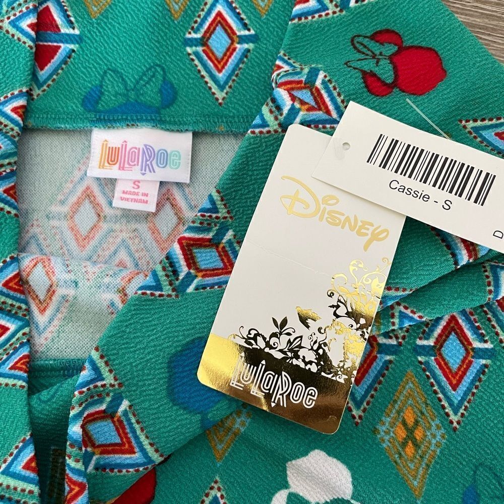 LuLaRoe Disney Minnie Mouse Print Cassie Skirt Teal S - Picture 2 of 3